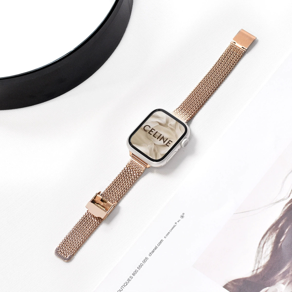 Suitable for Apple Watch, Wheat Ear Magnetic Buckle Strap, Stainless Steel Metal Women's Strap