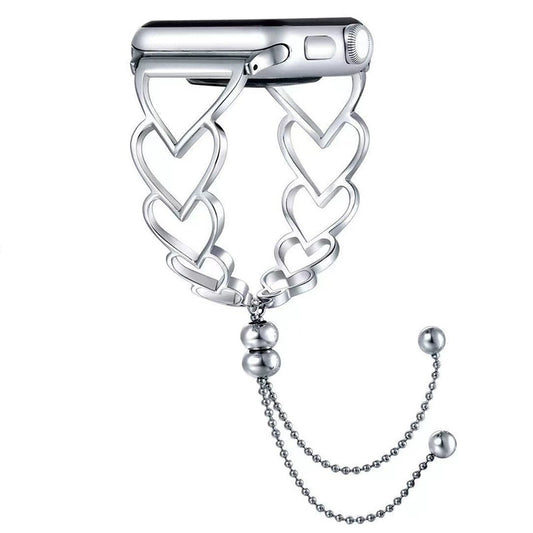 Elegant Heart-Shaped Chain Metal Watch Strap - Adjustable Length, Universal Fit for Multiple Watches, Versatile Style for Any Occasion