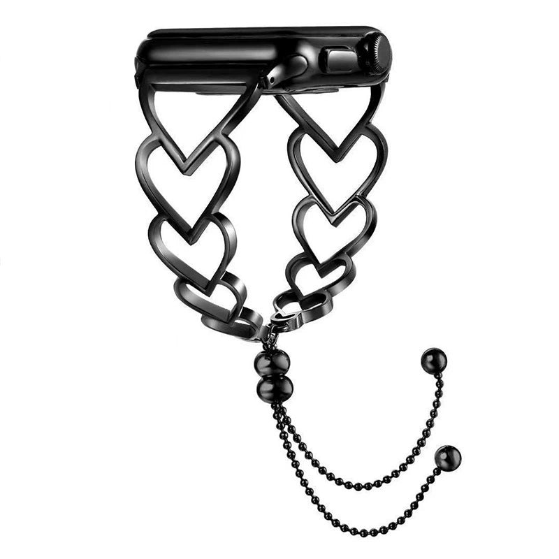 Elegant Heart-Shaped Chain Metal Watch Strap - Adjustable Length, Universal Fit for Multiple Watches, Versatile Style for Any Occasion