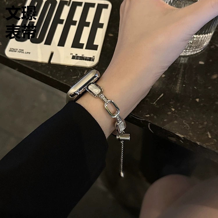 Suitable for Apple Watch Square Beimu Inlaid Diamond Bracelet Watch Strap