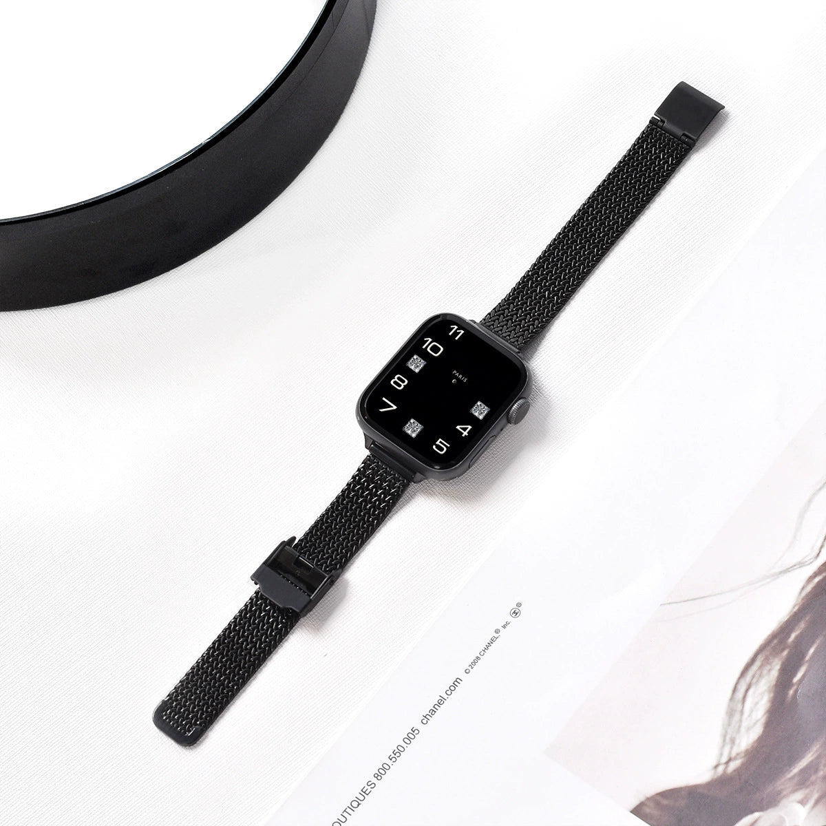 Suitable for Apple Watch, Wheat Ear Magnetic Buckle Strap, Stainless Steel Metal Women's Strap