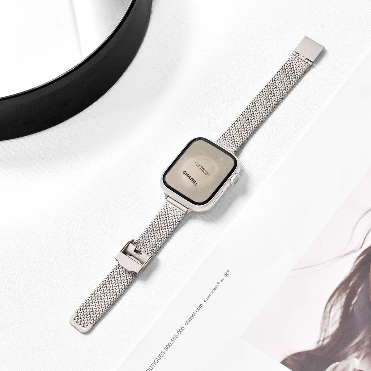 Suitable for Apple Watch, Wheat Ear Magnetic Buckle Strap, Stainless Steel Metal Women's Strap