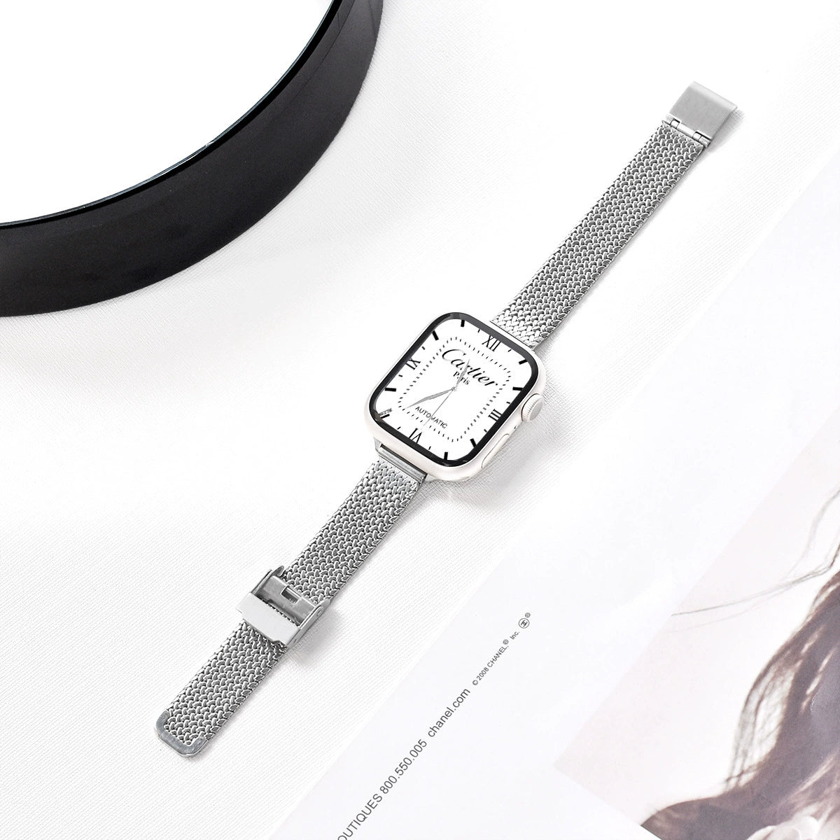 Suitable for Apple Watch, Wheat Ear Magnetic Buckle Strap, Stainless Steel Metal Women's Strap