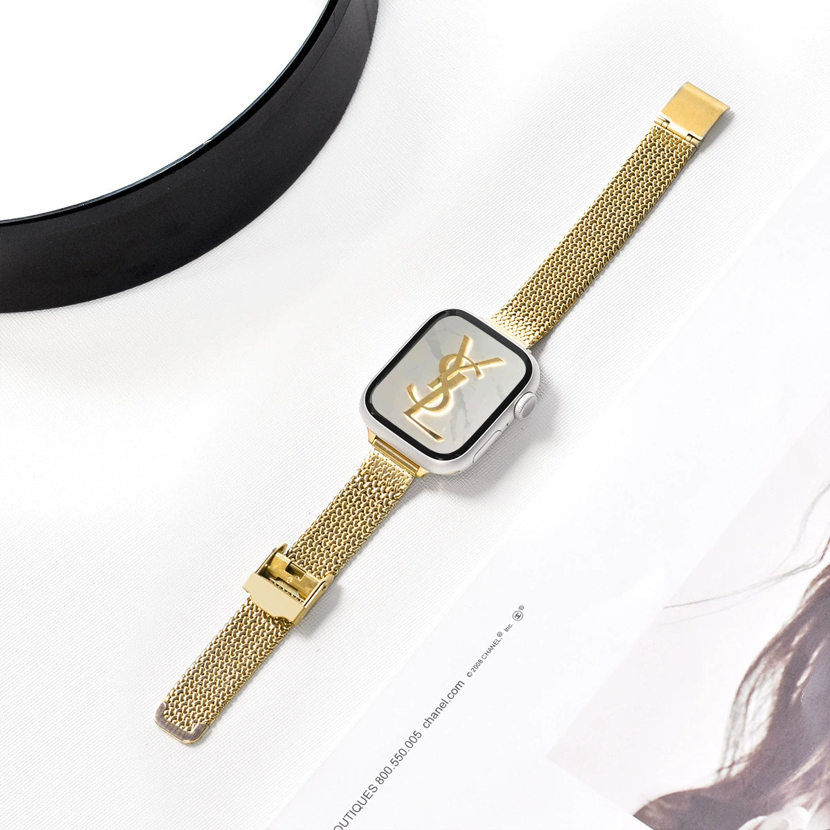 Suitable for Apple Watch, Wheat Ear Magnetic Buckle Strap, Stainless Steel Metal Women's Strap